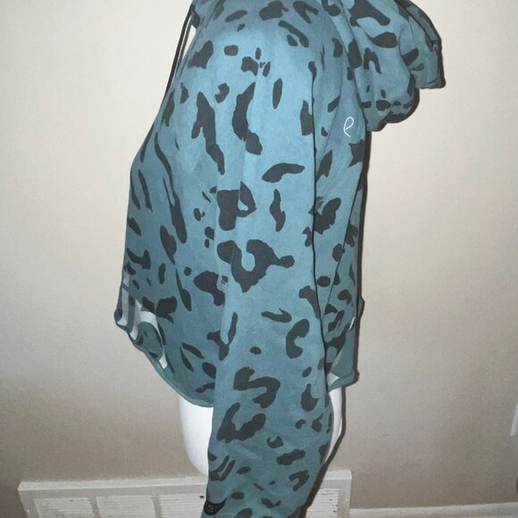 Blue Clavin Klein Cropped Hoodie with Black Leopard Print - Picture 2 of 4